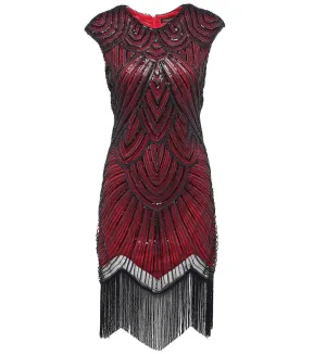1920s Style Red Sequin Great Gatsby Dresses Peaky Blinders Party