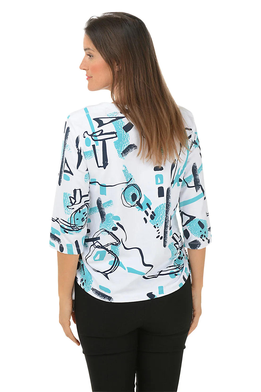 Abstract Sketches Side Shirred Top