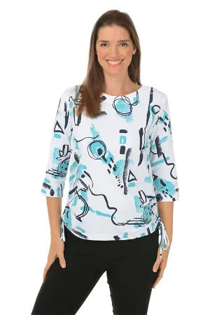 Abstract Sketches Side Shirred Top
