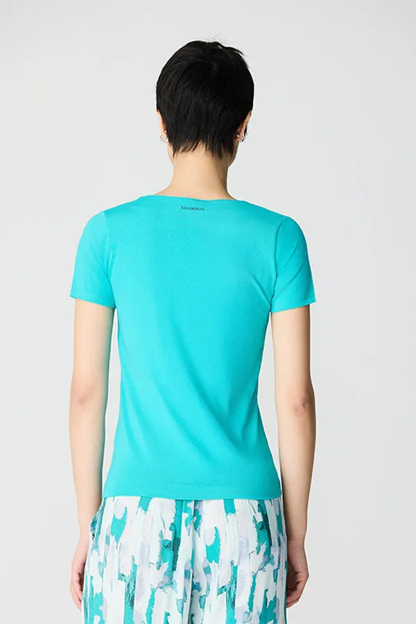 ACQUA SPLIT SCOOP NECK BASIC T-SHIRT