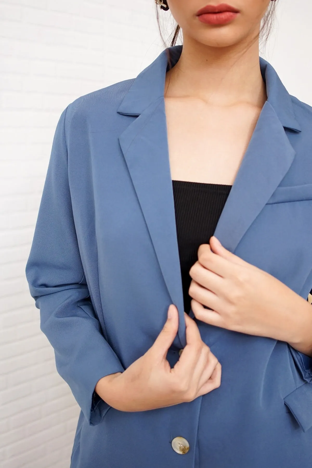 ALAIA Blazer Top & Shorts Co-ord (Dusty Blue)