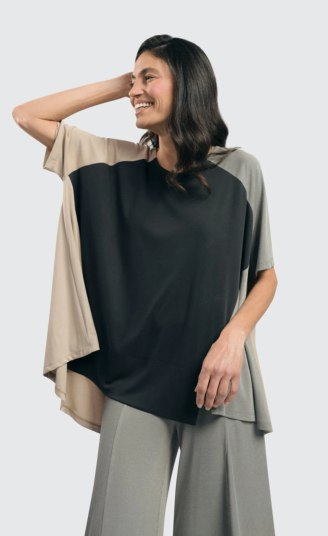 Alembika Essential Colorblock Cupro Trapeze Top