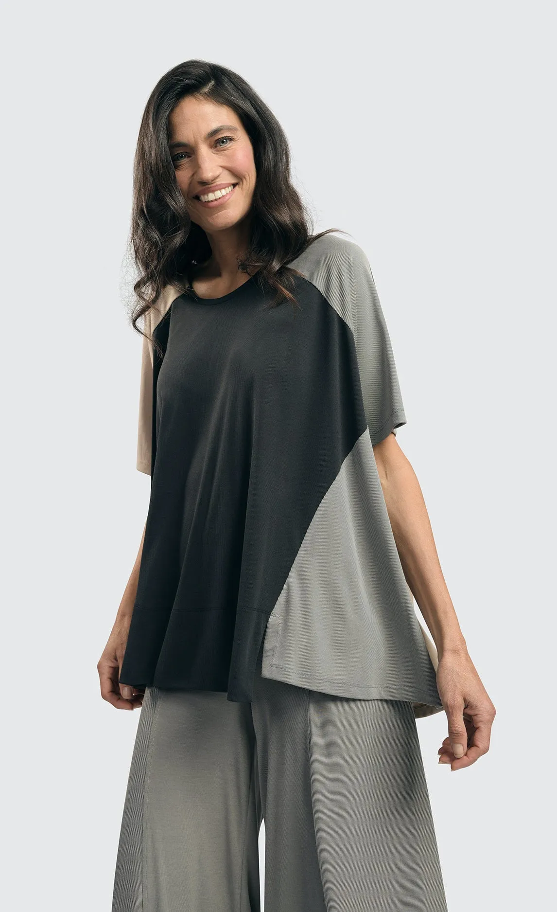 Alembika Essential Colorblock Cupro Trapeze Top
