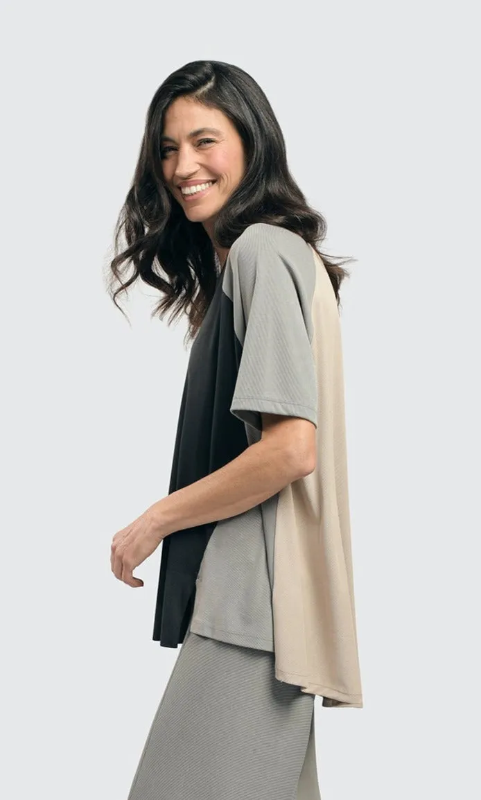Alembika Essential Colorblock Cupro Trapeze Top