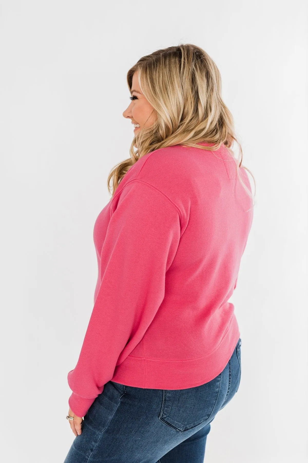 Always Wanting More Crew Neck Pullover- Fuchsia