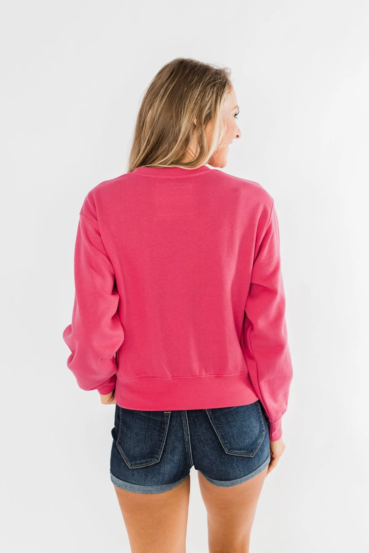 Always Wanting More Crew Neck Pullover- Fuchsia