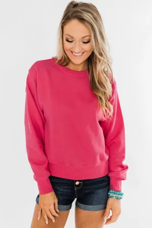 Always Wanting More Crew Neck Pullover- Fuchsia