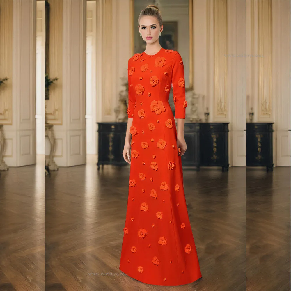 Arden Modest Gown with Flowers