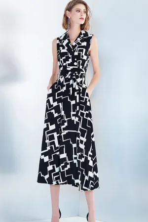 AUI-PRINT BLAZER DRESS WITH BELT