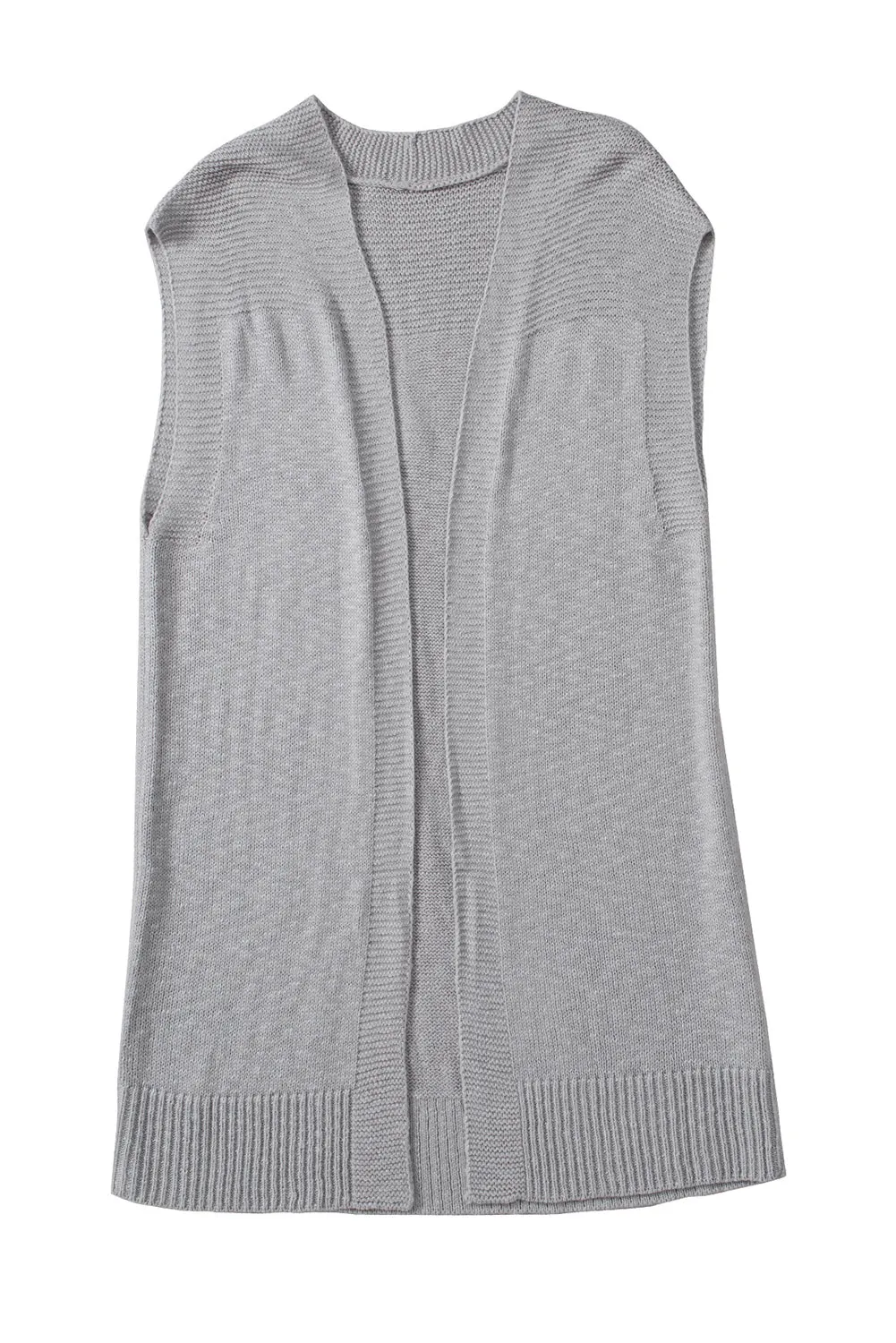Basic Gray Vest Cardigan Sweater