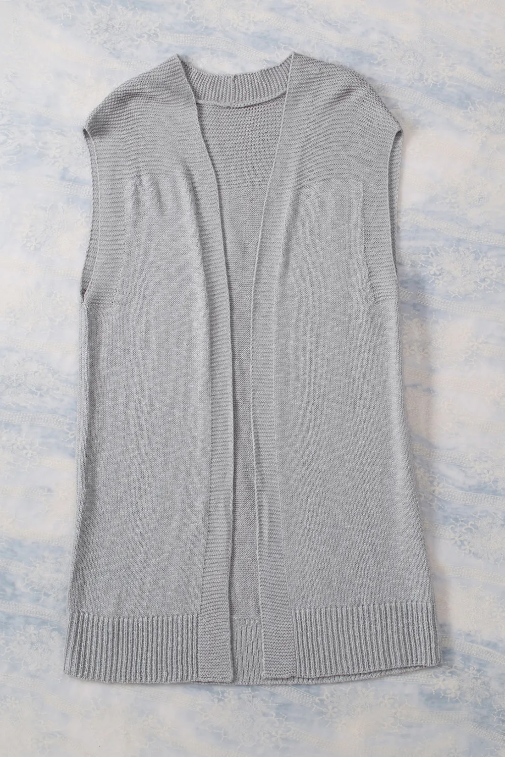 Basic Gray Vest Cardigan Sweater