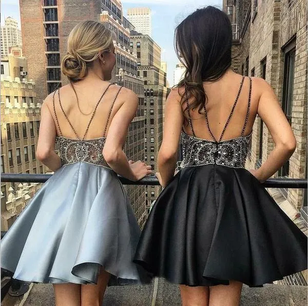 beaded prom dresses short v neck gray crystals elegant cheap homecoming dresses vestido de graduation