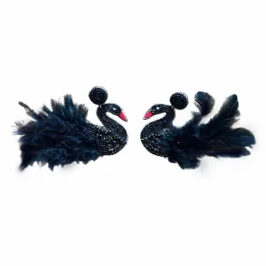 Black Swan Feather Earrings