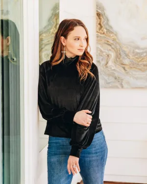Black Velvet Turtleneck Top