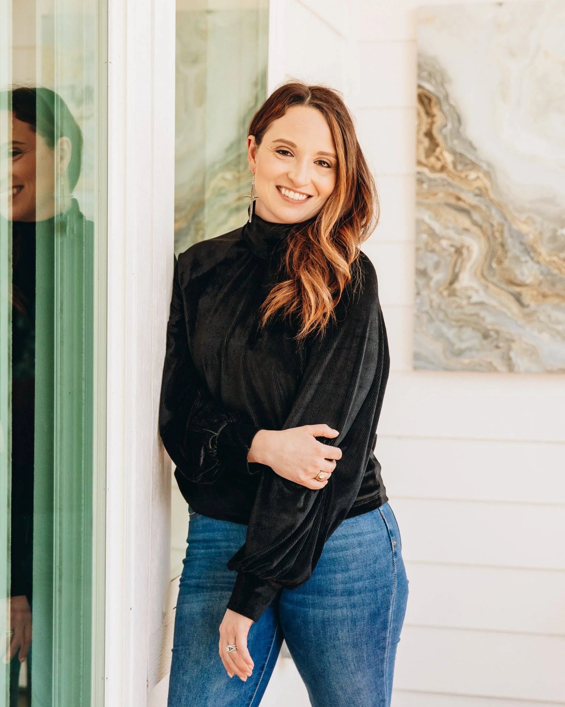 Black Velvet Turtleneck Top