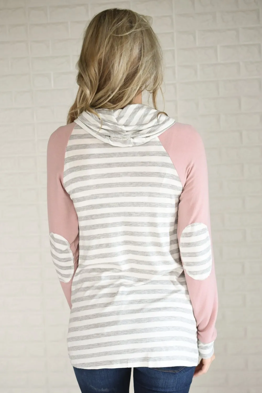 Blush & Stripes Cowl Neck Top