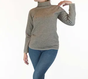 Brown and white wool feel turtle neck jumper fits size 10