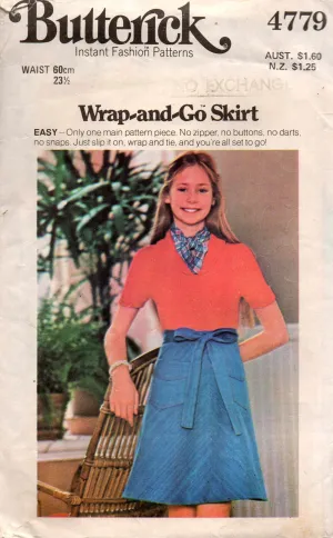 Butterick 4779 Girls Wrap and Go Skirt 1970s Vintage Sewing Pattern Size 8