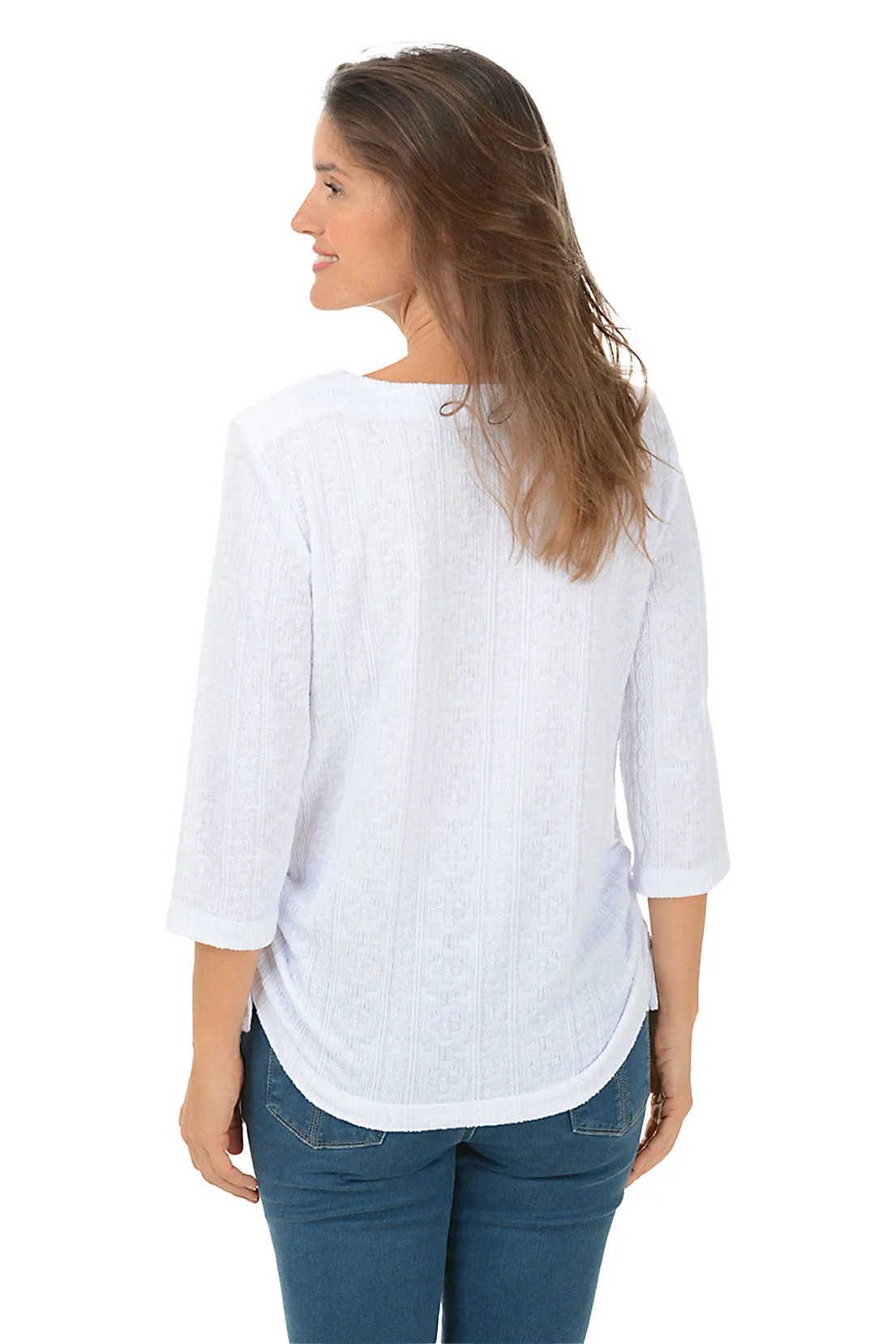 Cable Knit Textured Side Shirred Top