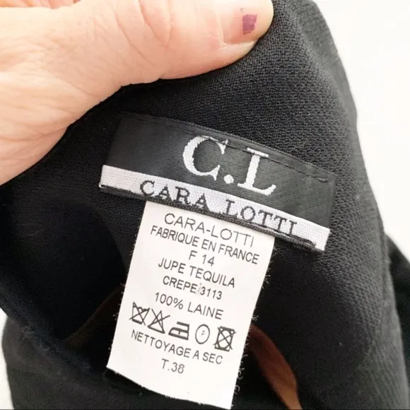Cara Lotti France Black Chain Midi Skirt NWOT