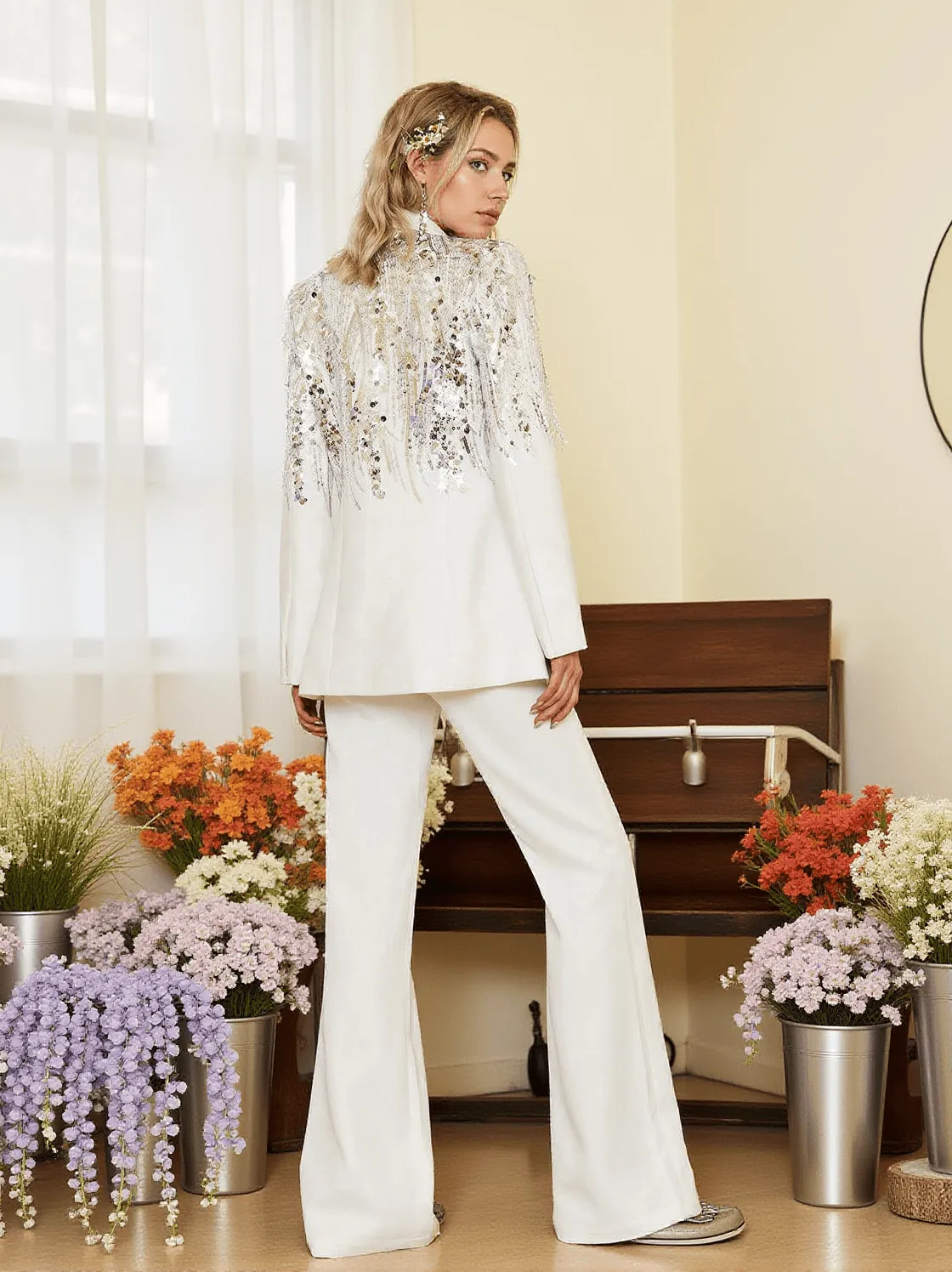 Cato Sequin Embellished Blazer Set