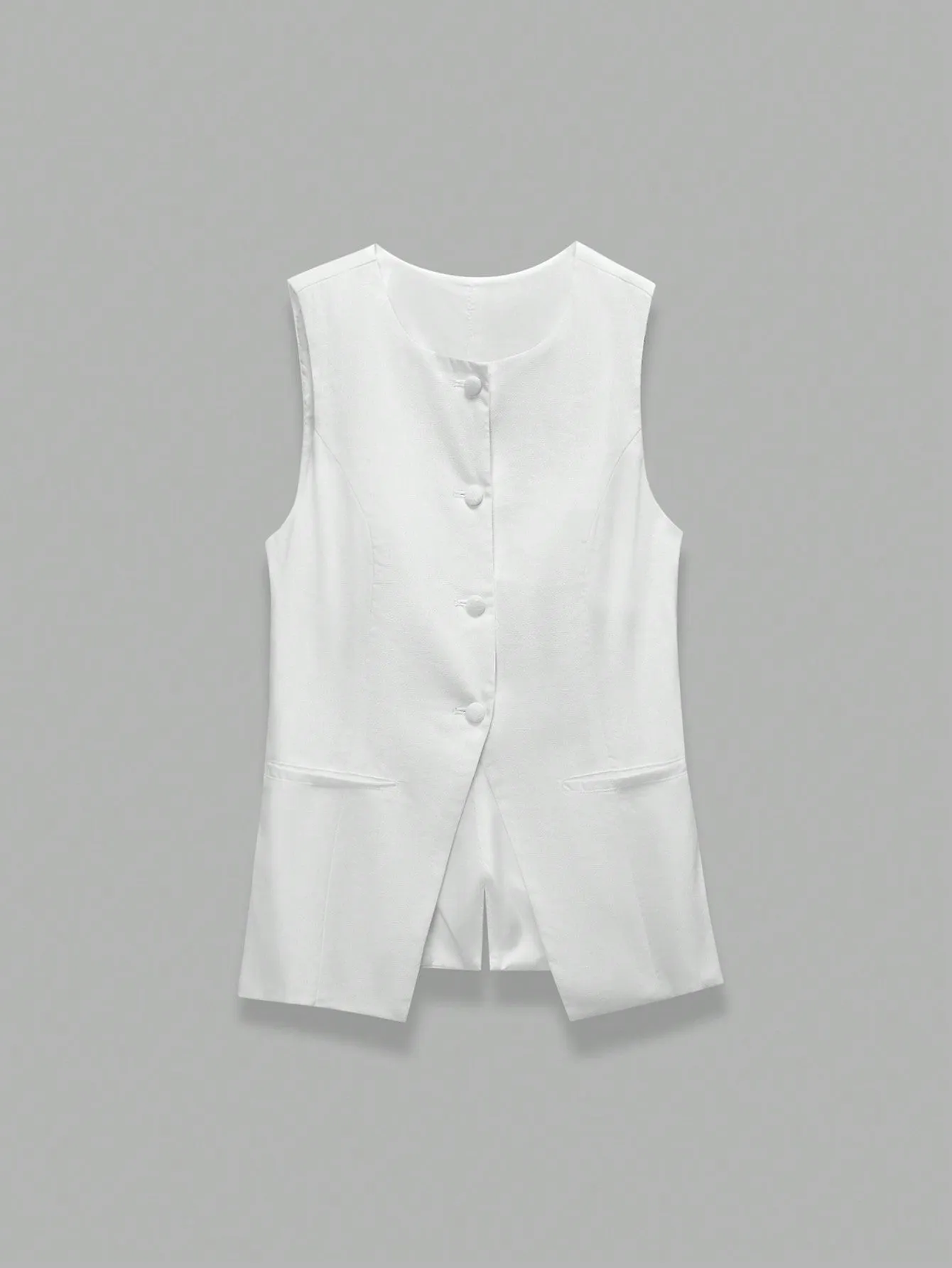 Chaleco Blazer Sólido con Botones - Cherry Vibes