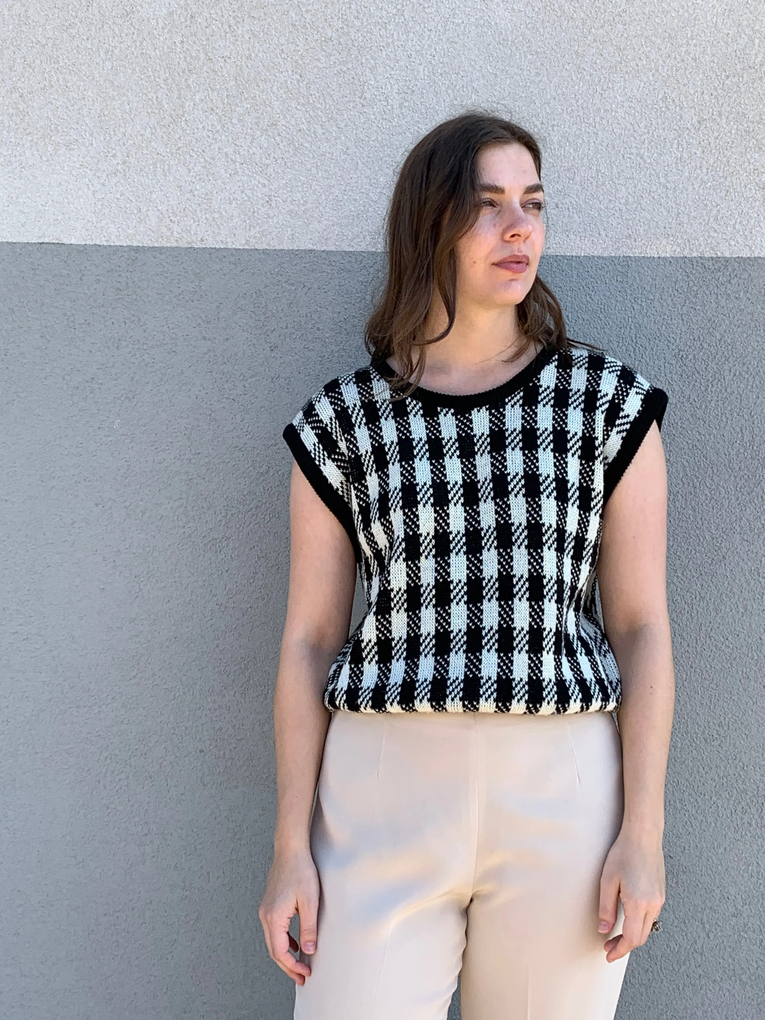 check vintage sweater vest