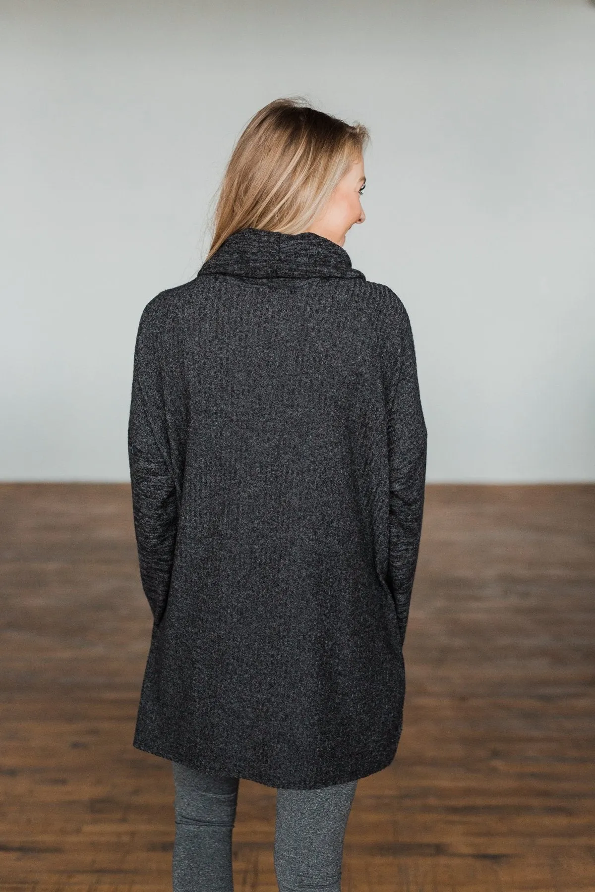 Cherishing Moments Turtle Neck Sweater- Heathered Black