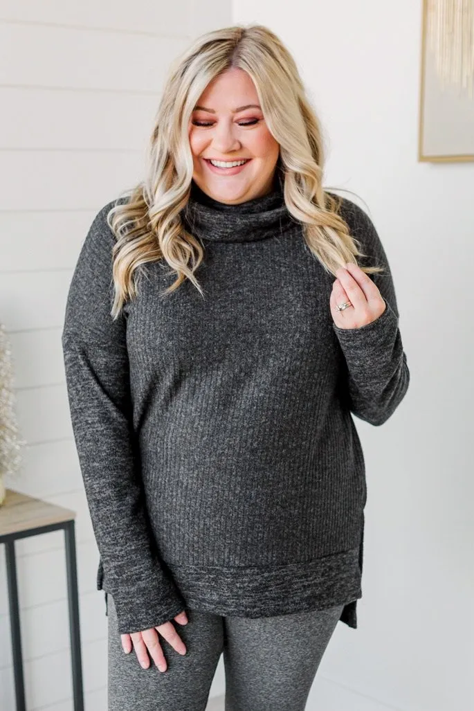 Cherishing Moments Turtle Neck Sweater- Heathered Black