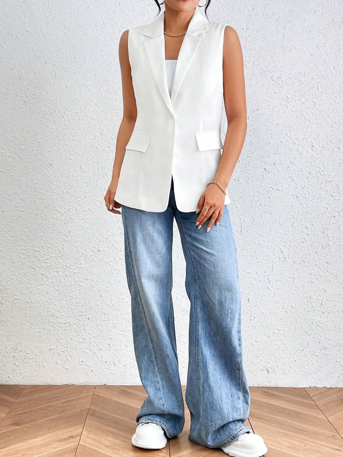 Cherry Vibes Chaleco Sin Mangas Diseño Blazer en