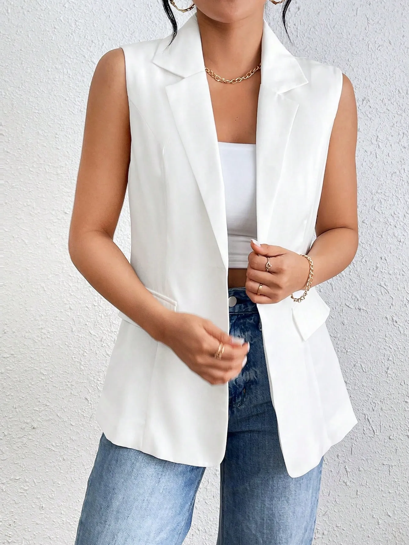 Cherry Vibes Chaleco Sin Mangas Diseño Blazer en