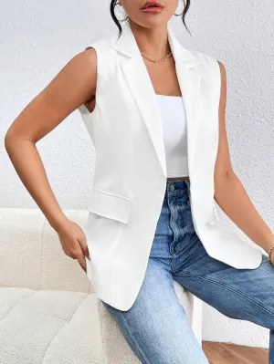 Cherry Vibes Chaleco Sin Mangas Diseño Blazer en