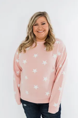 Counting The Stars Crew Neck Pullover- Light Pink