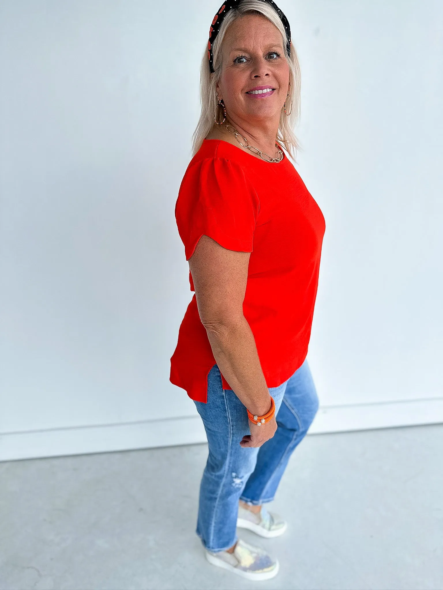 Crepe Short Sleeved Blouse