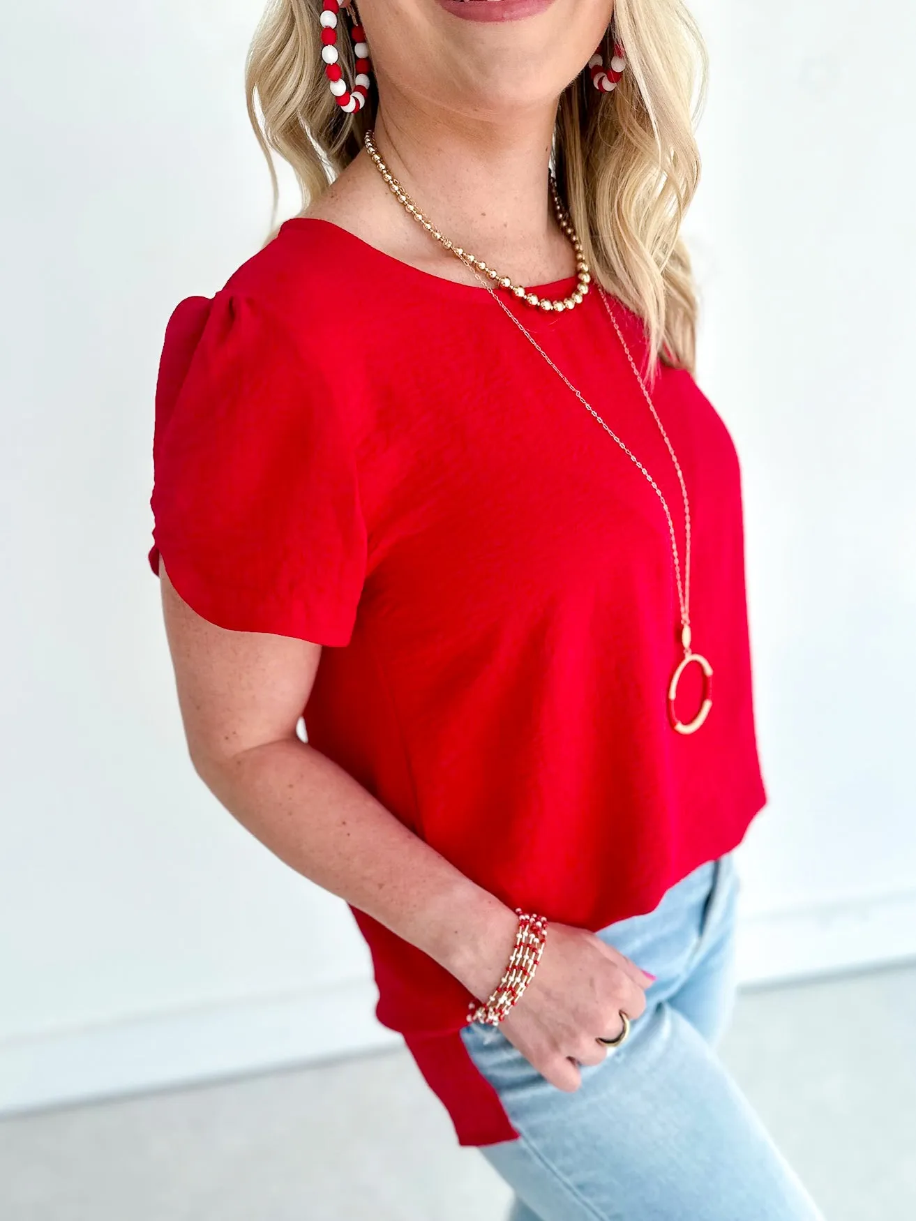 Crepe Short Sleeved Blouse