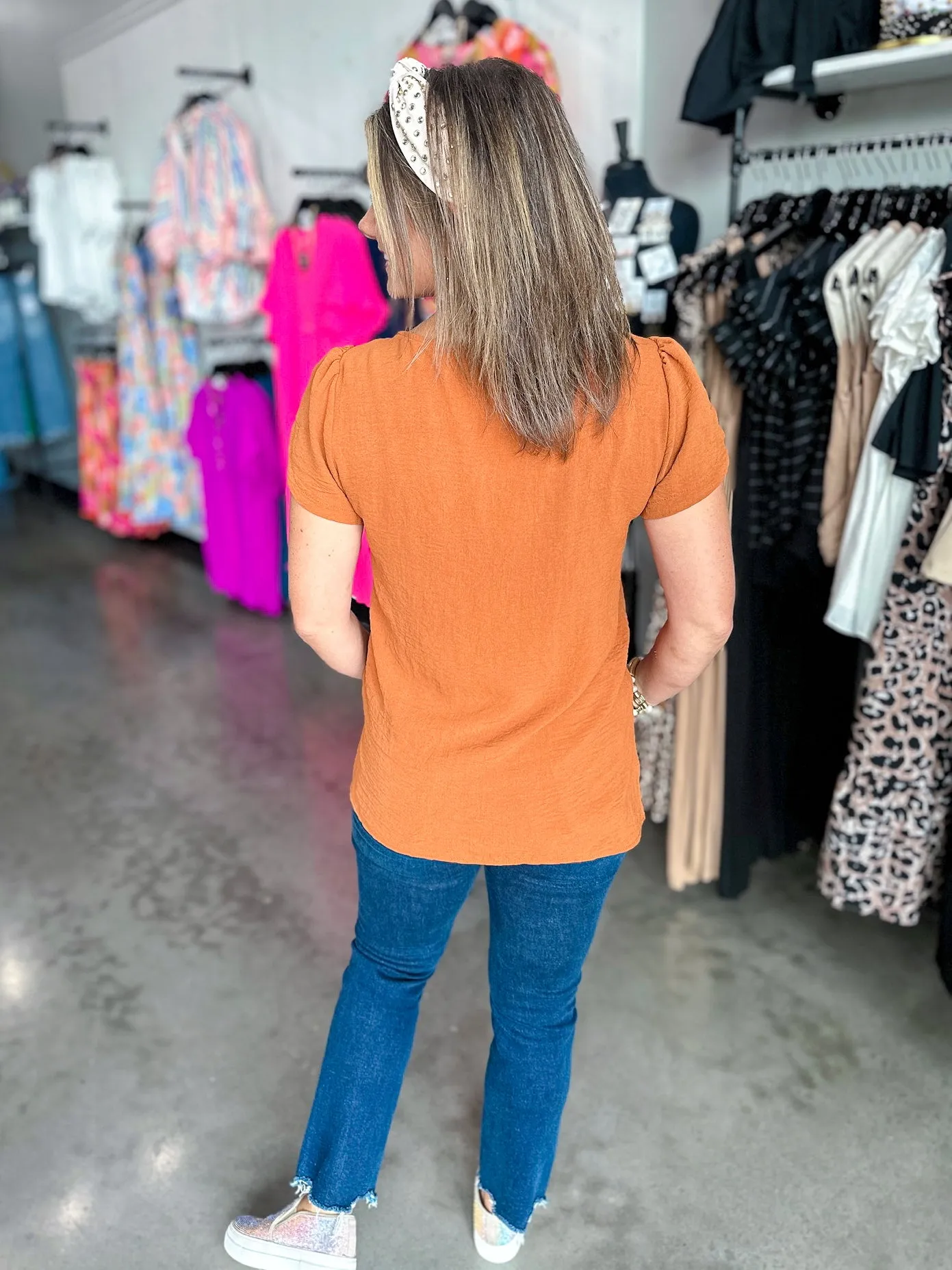 Crepe Short Sleeved Blouse
