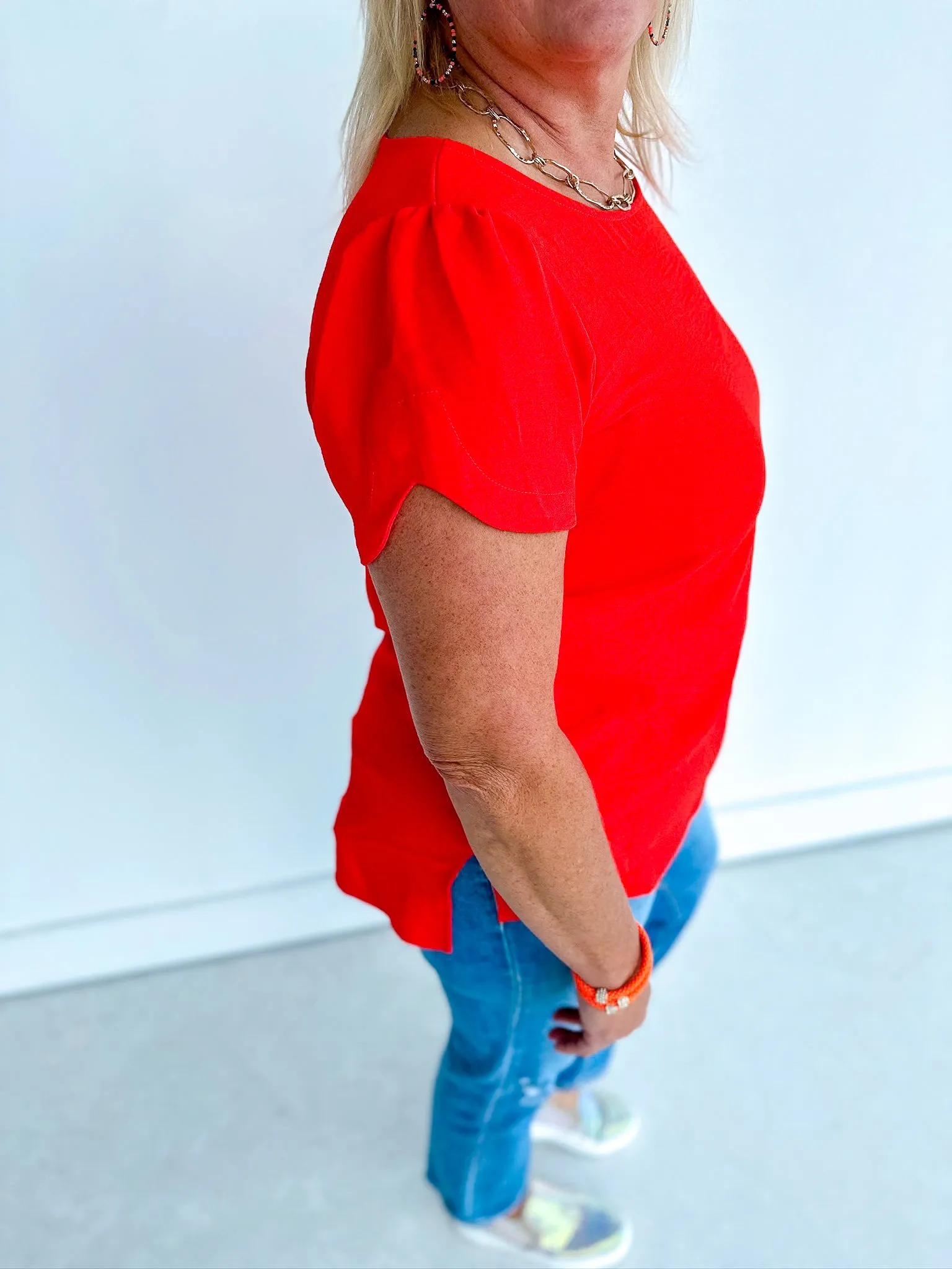 Crepe Short Sleeved Blouse