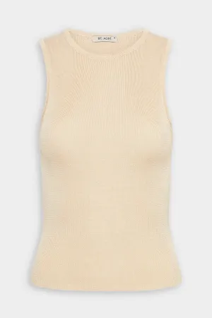 Crew Neck Knit Tank Top in Ecru