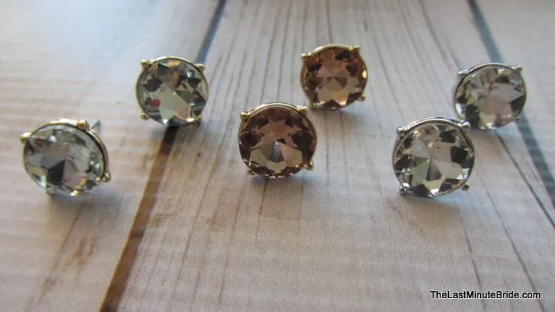 Crystal Round Button Earrings (more colors)
