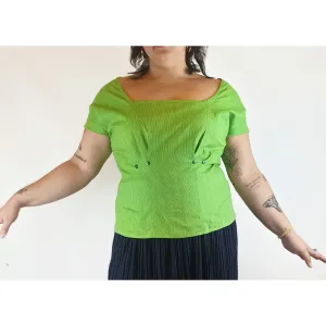 Cute green top with virtical darker green stripes fits size 14