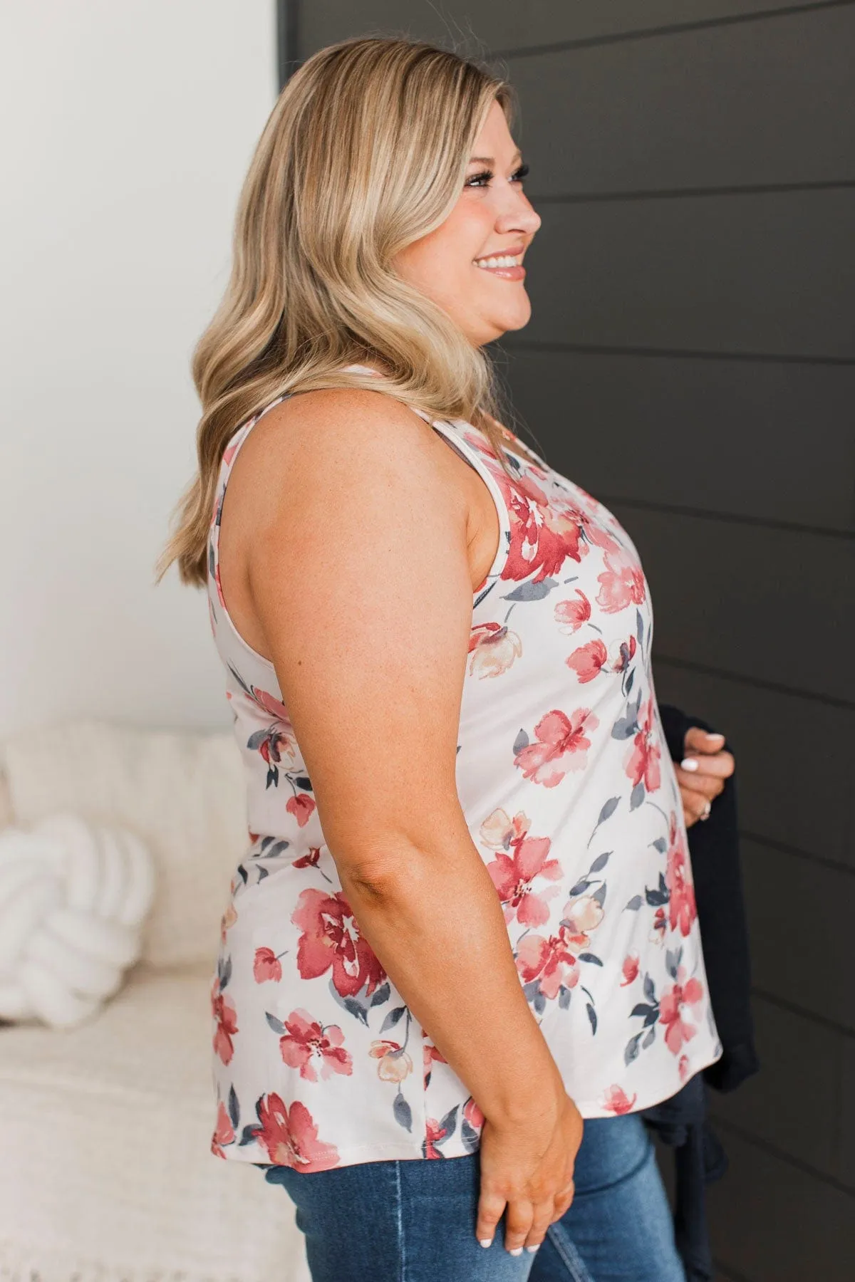 Day Dreams Of You Floral Tank Top- Pale Pink