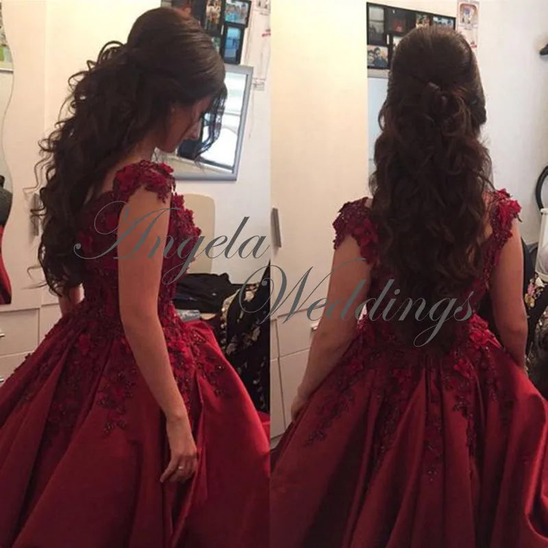 Delicate Satin Ball Gown Prom Dresses with Flowers 2020