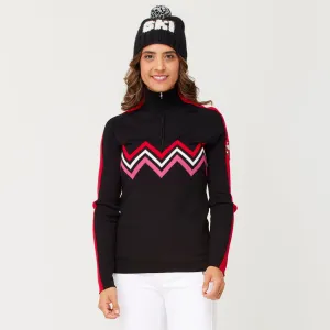 Dryas Zip Neck Sweater - Black - SALE