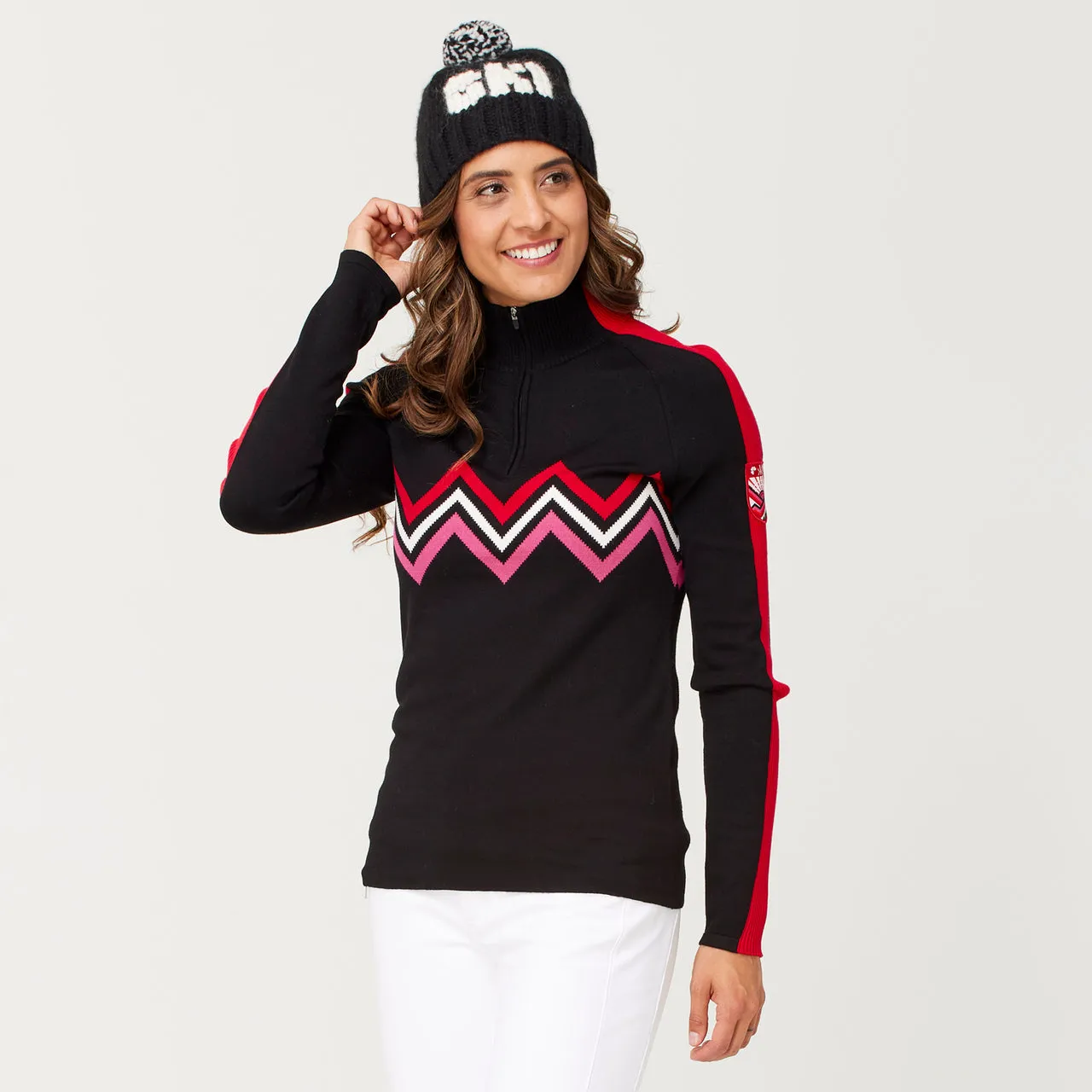 Dryas Zip Neck Sweater - Black - SALE