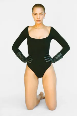 El Tigre Long Sleeve Bodysuit in Black