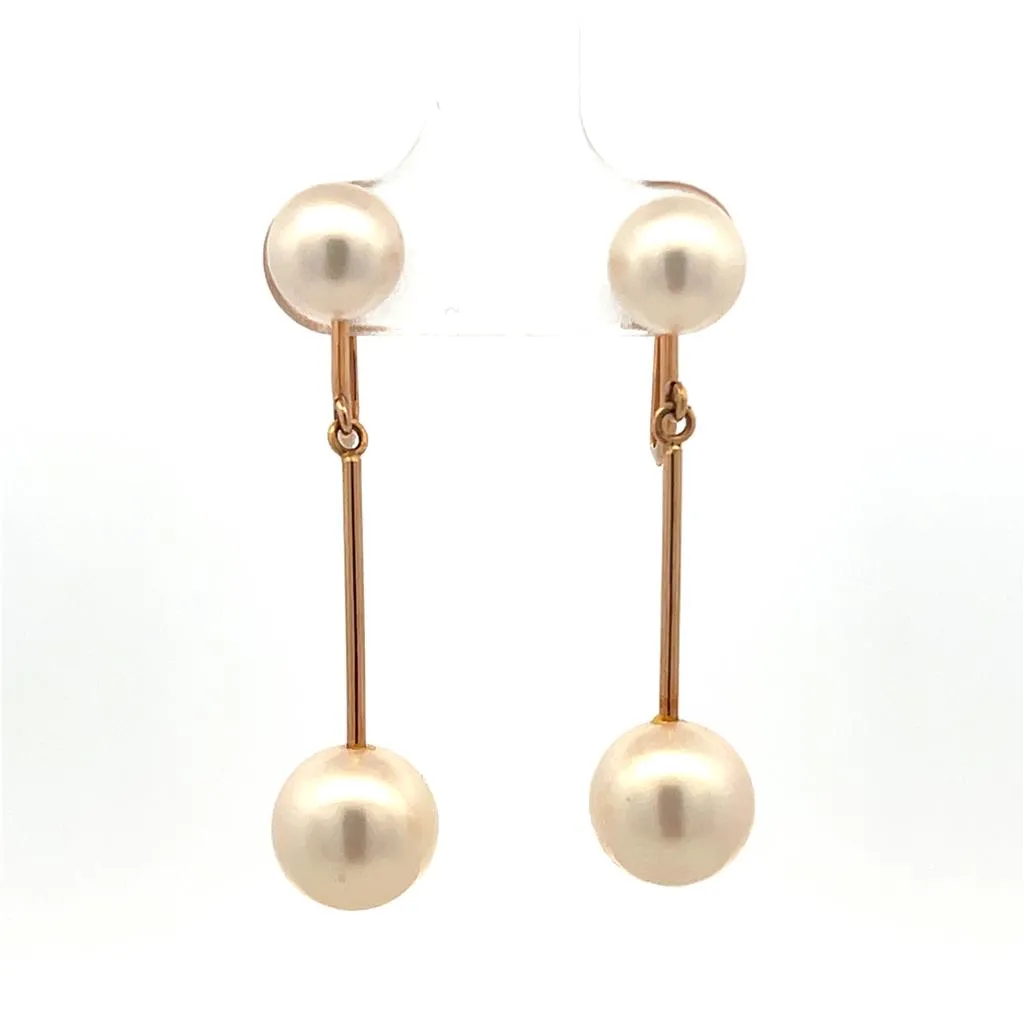 Estate 14K Yellow Gold Cultured Pearl Drop Earrings