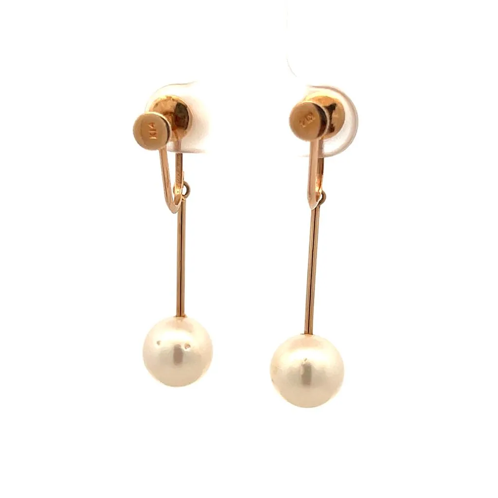 Estate 14K Yellow Gold Cultured Pearl Drop Earrings
