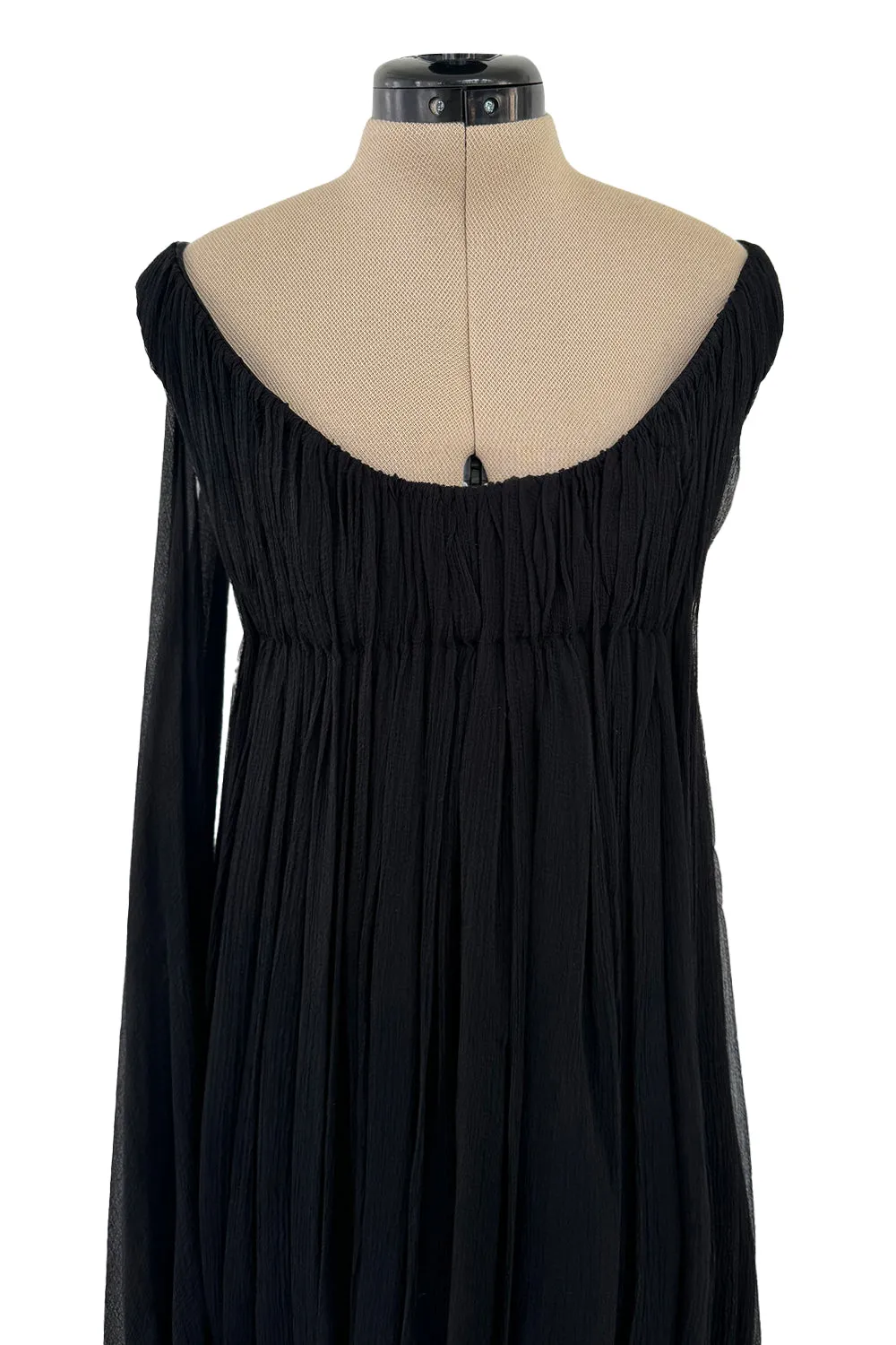 Extraordinary Fall 2008 Alexander McQueen 'The Girl Who Lived in the Tree' Black Silk Chiffon Trained Corset Dress