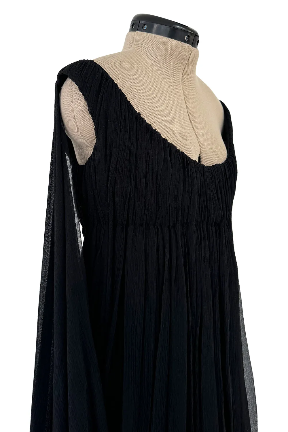 Extraordinary Fall 2008 Alexander McQueen 'The Girl Who Lived in the Tree' Black Silk Chiffon Trained Corset Dress