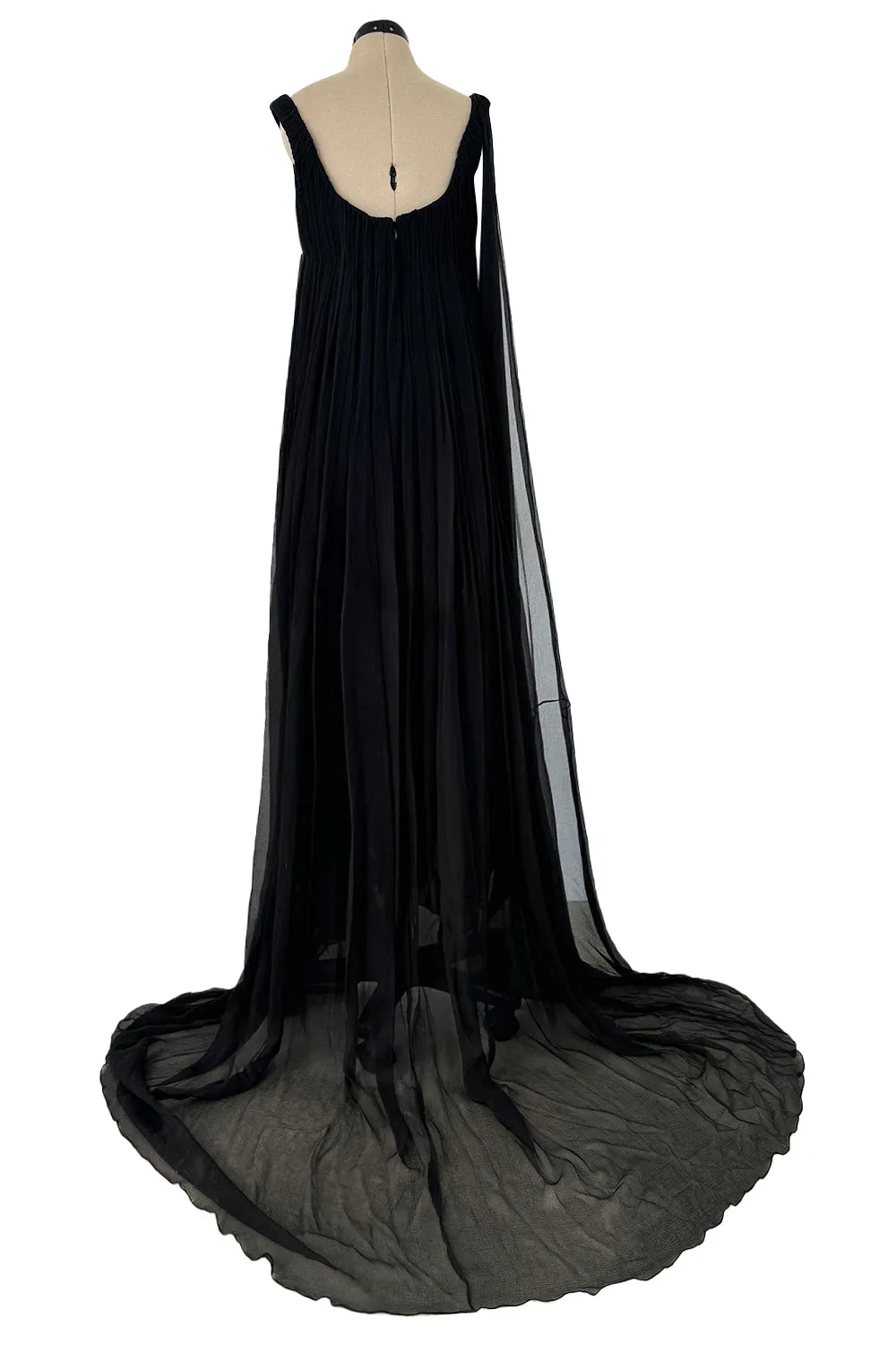 Extraordinary Fall 2008 Alexander McQueen 'The Girl Who Lived in the Tree' Black Silk Chiffon Trained Corset Dress